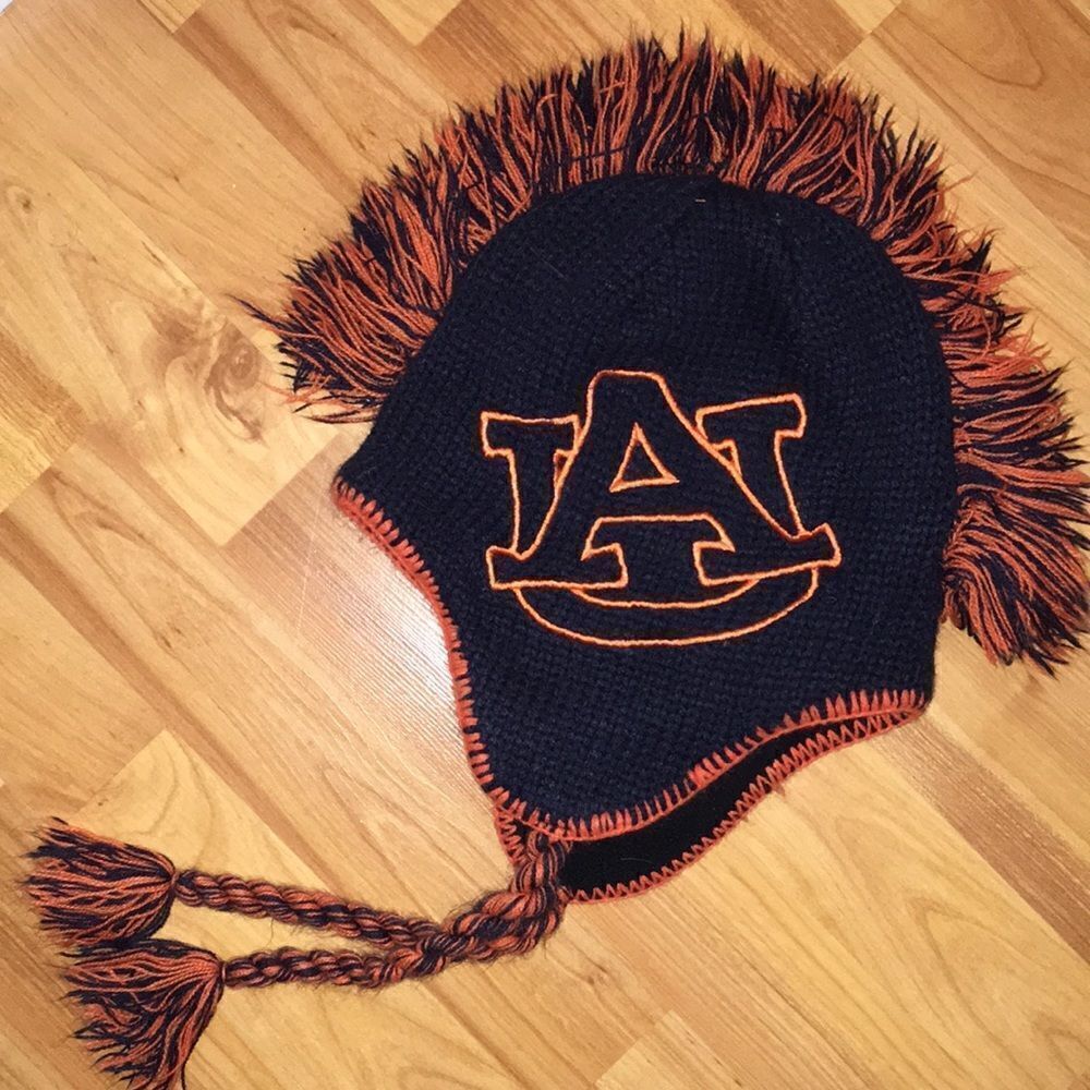 Auburn Tigers Ski Knit Tassle Mohawk Ski Snowboard Beanie Hat Cap War Eagle 🏀